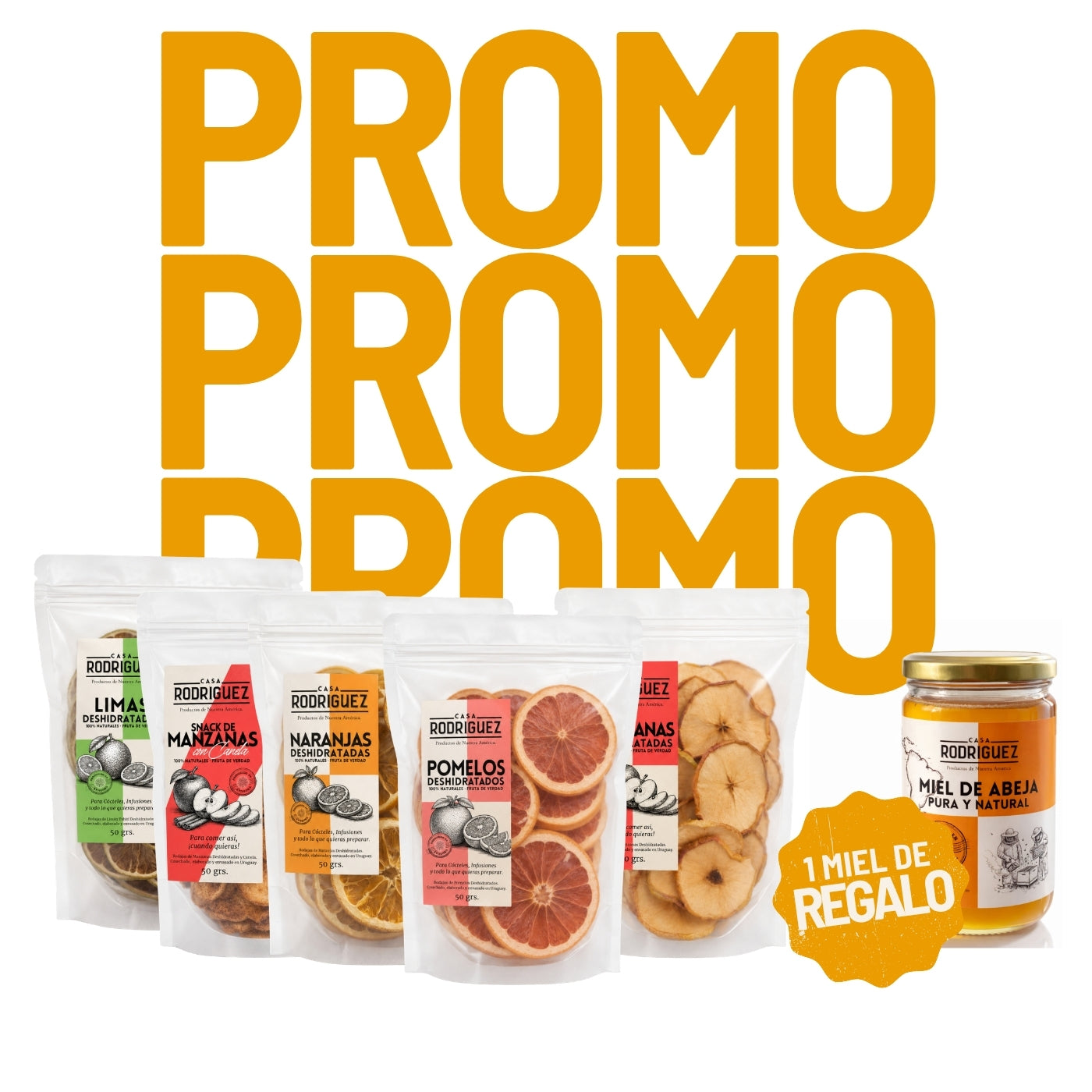 Colección Completa de Frutas Deshidratadas CASA RODRÍGUEZ + Miel de REGALO